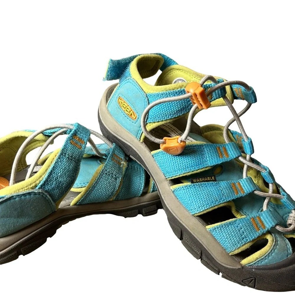 Keen Kids’ Newport Boundless Sandals – Size 2, Blue Atoll/Green